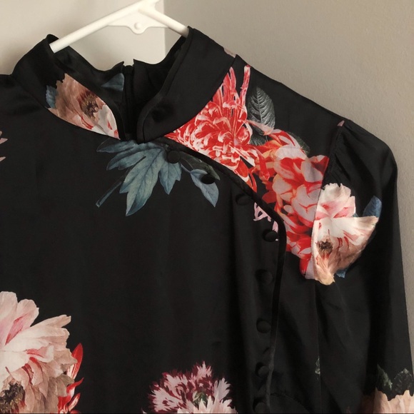 Zara Floral Cheongsam Dress satin - Picture 3 of 4